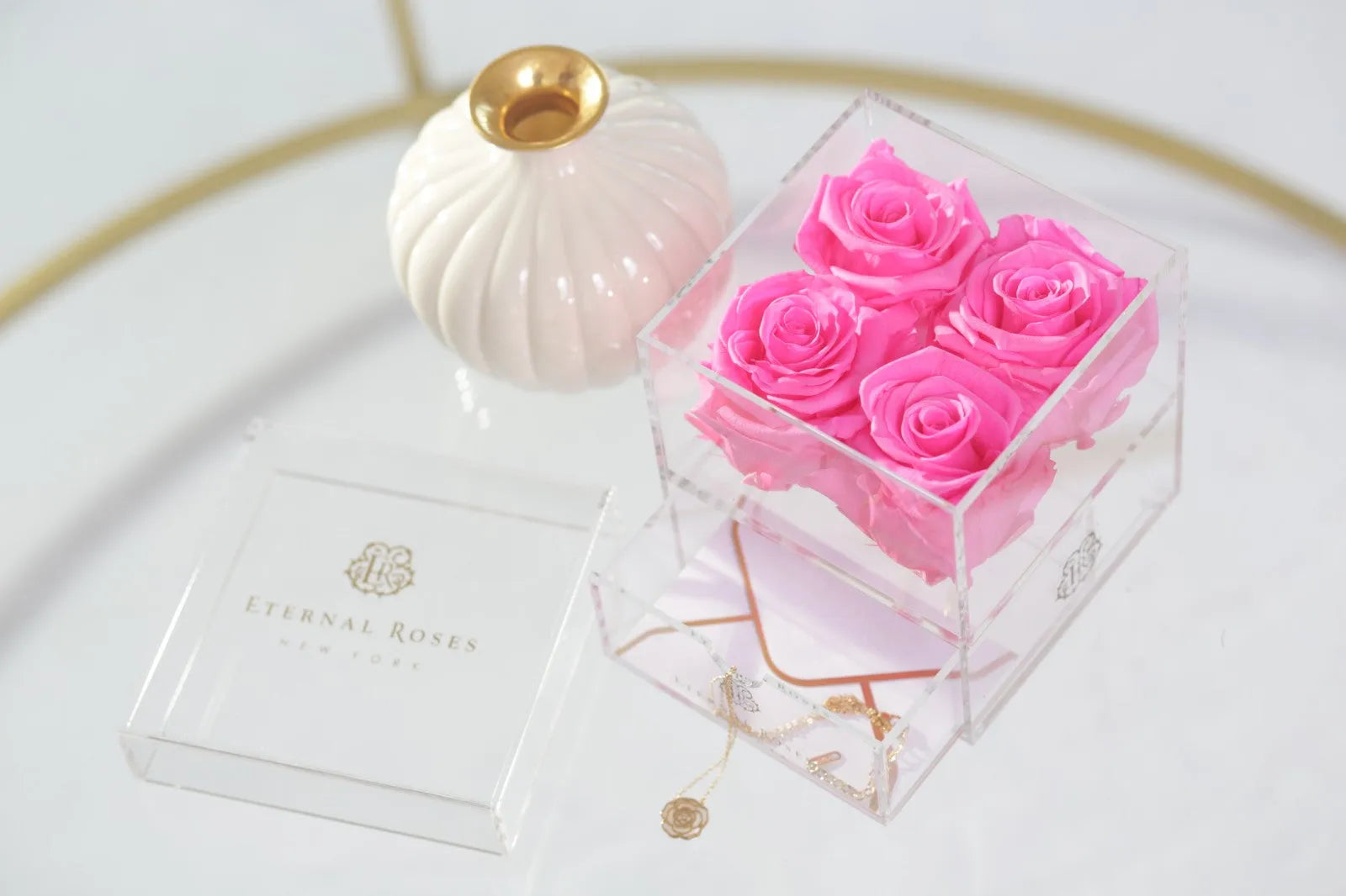 Madison Four Rose Keepsake Gift Box in Barbie-lish