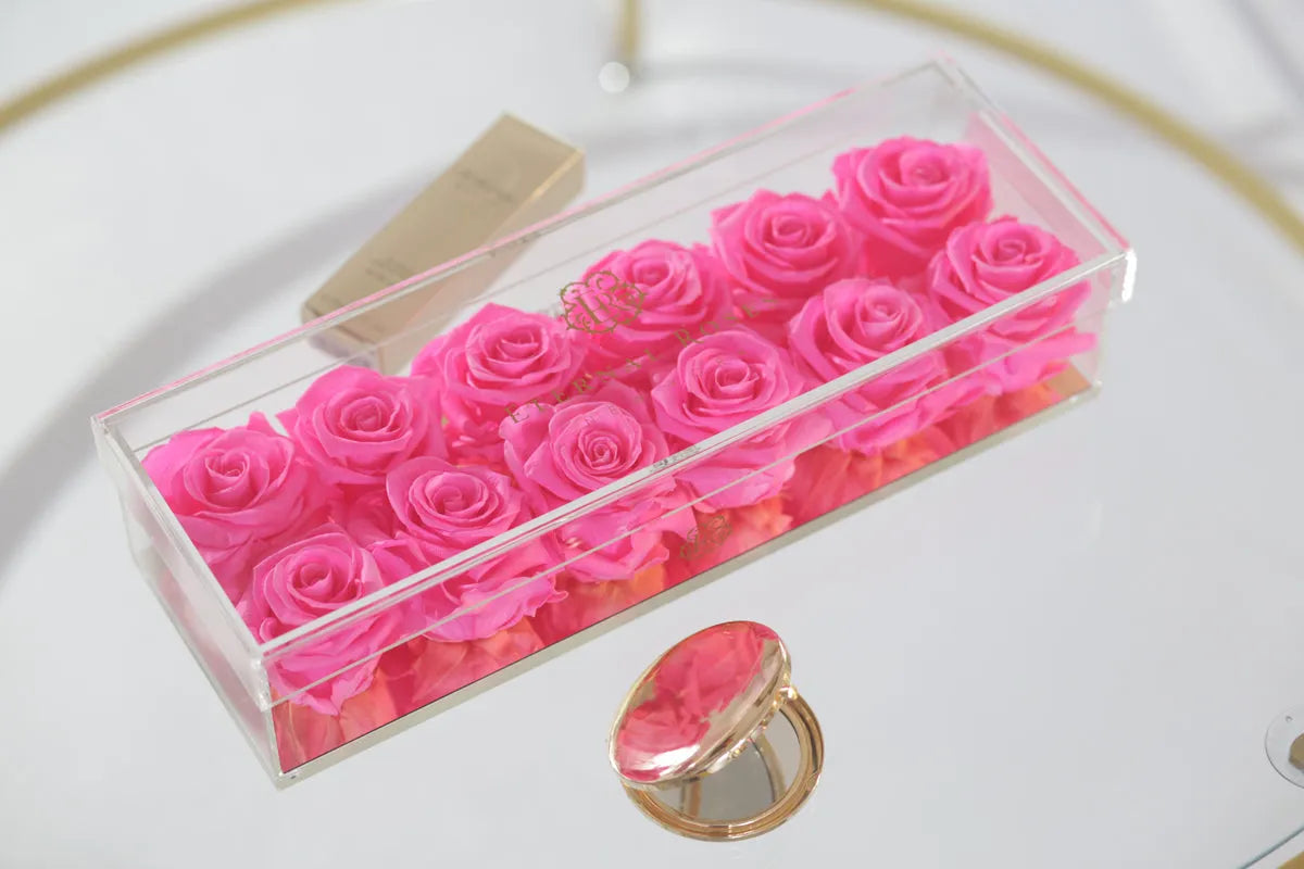 Madison Gold Twelve Roses Gift Box in Barbie-lish