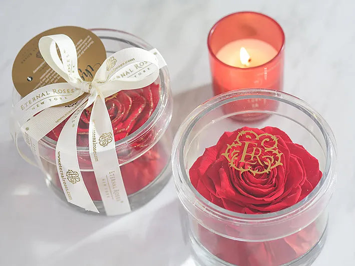 Vday Special-Madison Gold Round Acrylic Gift Box in Scarlet - Image 2