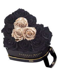 Heart Shaped Black Roses Gift Box | Eternal Roses Midnight Gaze