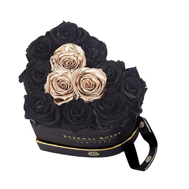 Heart Shaped Black Roses Gift Box | Eternal Roses Midnight Gaze