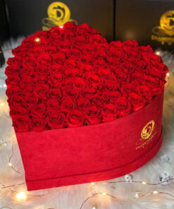 Red Velvet Heart Box with Mini Roses