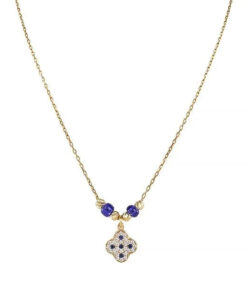 Clover Pave Necklace in Sapphire