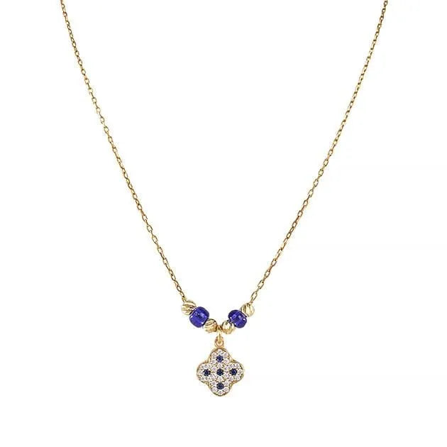 Clover Pave Necklace in Sapphire