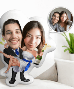 Custom Couple Minime Pillow Personalized Princess Hug Wedding Champagne Photo Face Pillow Anniversary Gift