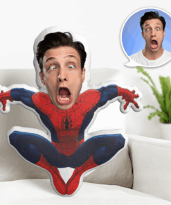 Custom Face Pillow Personalized Photo Pillow Squatting Spiderman MiniMe Pillow