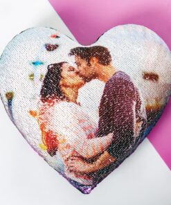 Custom Image Heart Sequin Pillow w/ Insert