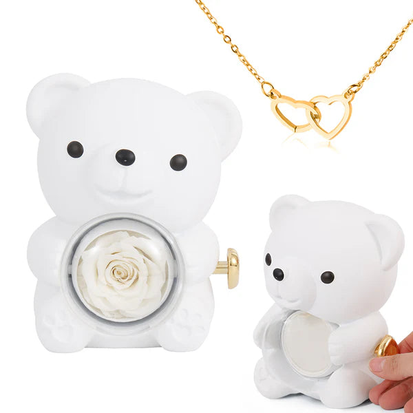 Engraved Heart Necklace - with real Rose Bear Giftbox - Image 7