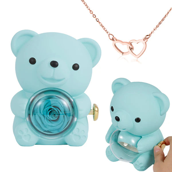 Engraved Heart Necklace - with real Rose Bear Giftbox - Image 6