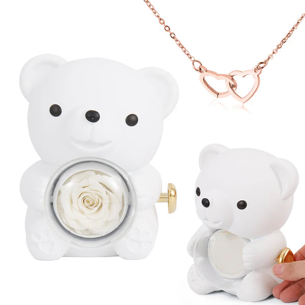 Engraved Heart Necklace - with real Rose Bear Giftbox - Image 16