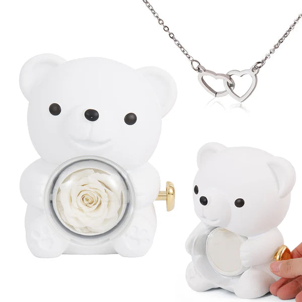Engraved Heart Necklace - with real Rose Bear Giftbox - Image 17