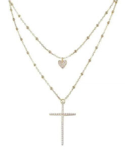 Layered Cross Pave Necklace