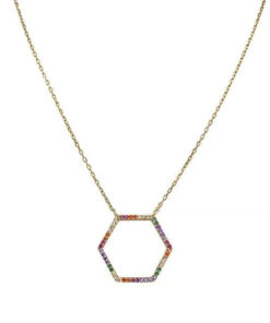 Multicolor Stone Hexagon Necklace
