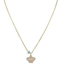 Royal Crown Necklace with Evil Eye