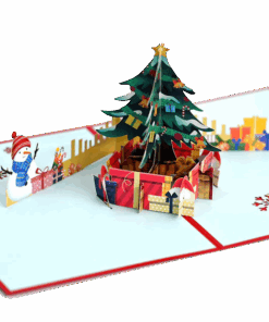 Santa Decorating a Christmas Tree Pop-Up Card