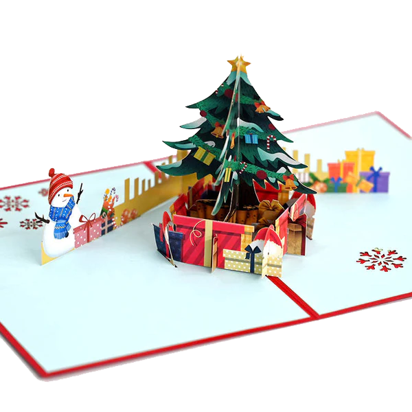 Santa Decorating a Christmas Tree Pop-Up Card