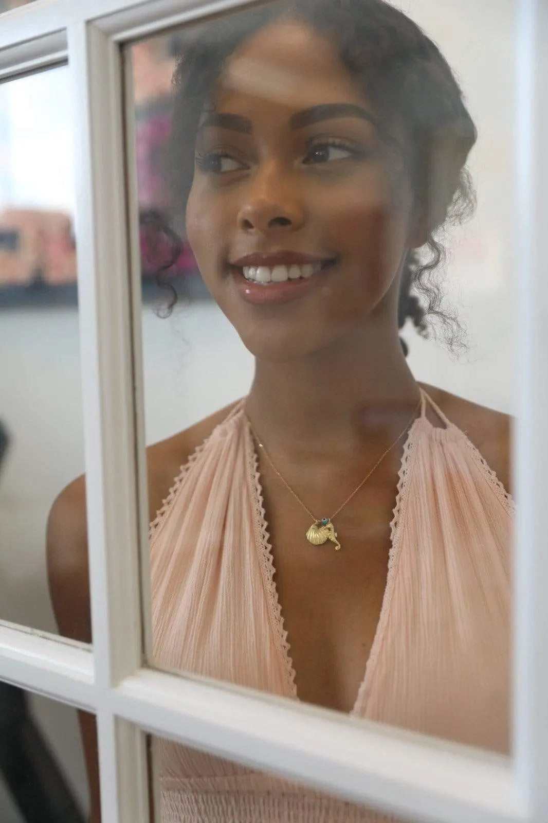 Seashell & Seahorse Necklace with Evil Eye - Image 5