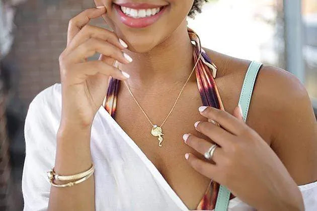 Seashell & Seahorse Necklace with Evil Eye - Image 2