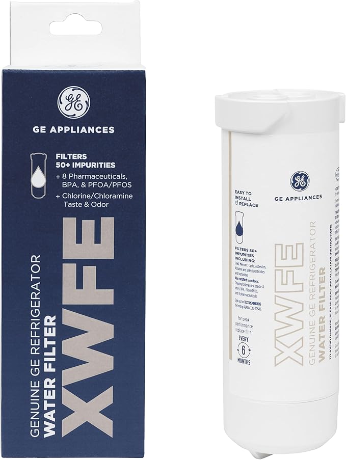 GE XWFE Refrigerator Water Filter with Smart Chip, Certified to Reduce Lead & Pharmaceuticals